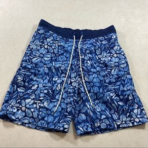 Good Fellow Men’s Swim Shorts Floral print blue mesh underwear Med. Elas…